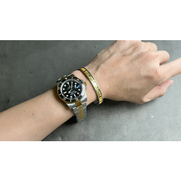 Yellow Titanium Steel Bezel Bracelet
