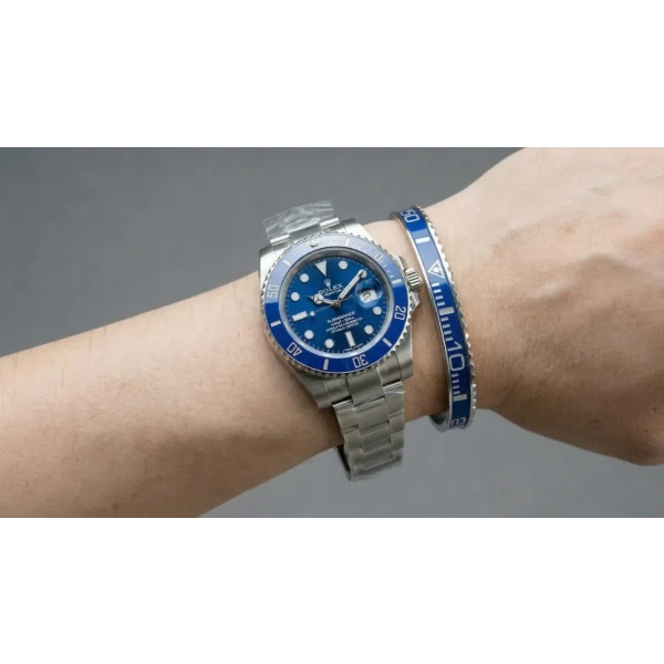 Smurf Blue Submariner Titanium Steel Bracelet