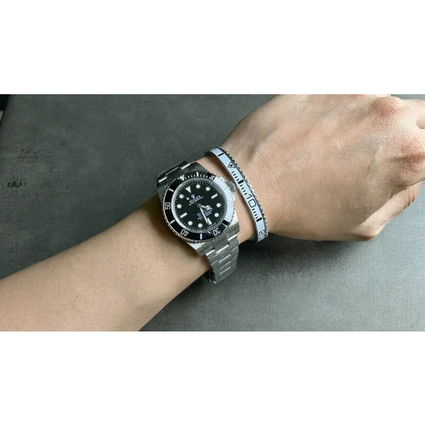 White Titanium Steel Bezel Bracelet